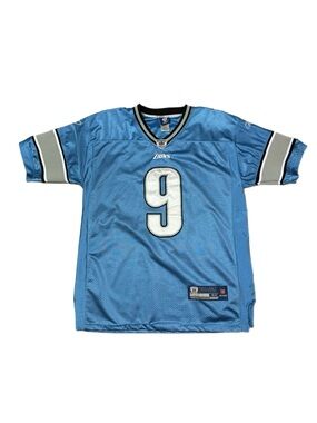 Reebok Detroit Lions Matthew Stafford #9 Jersey Men’s Blue NFL On Field Size 48